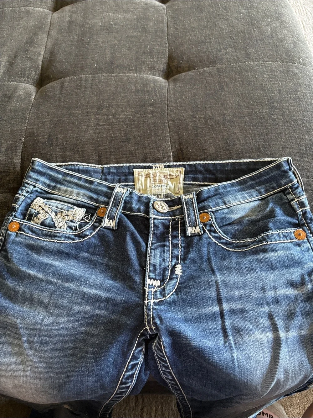 Big Star Women's Skinny Jeans in Distressed Blue Denim - Picture 4 of 7